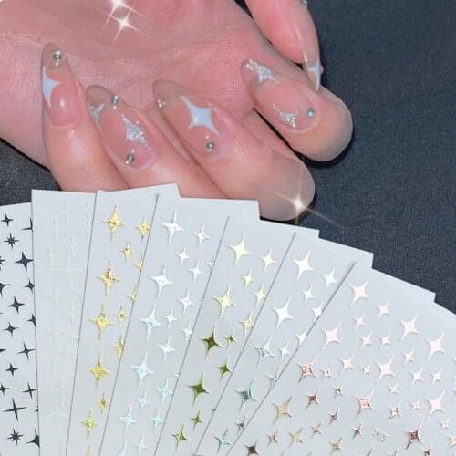 7Pcs/Set Nail Meteor Decals Back Glue Easy to Stick Glitter Starlight Meteor 3D Manicure Stickers for Female
