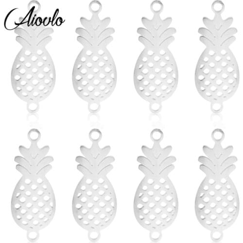 Aiovlo 5pcs/lot Stainless Steel Pineapple Connector Bracelet DIY Jewelry Findings Components Metal Earring for Jewelry Making