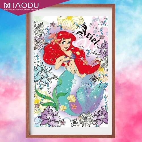 Disney Cartoon The Little Mermaid Ariel Princess DIY 5D Diamond Painting Childrens Embroidery Full Dill Mosaic Wall Decor Gift