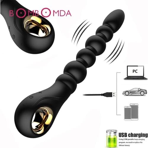 10 Speed USB Rechargeable Anal Bead Plug Vibrator Adult Sex Toys for Men Woman Dildo Vibrador Butt Plug Male Prostate Massager
