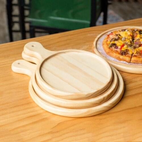6/8/9/10/12 Inch Wooden Pizza Board with Handle Baking Tray Cutting Board Platte 667A