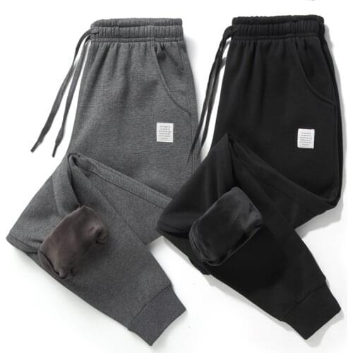 Brand Mens Wool Fleece Jogger Pants Velvet Men Thick Jogger Pants Sports Cotton Trousers Winter Sweatpants male Tracksuit 4XL