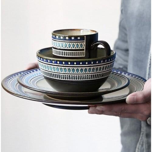 Exotic Tableware Set Creative American Ceramic Western Food Plate Dish Plate Salad Bowl Noodle Bowl Mug Household