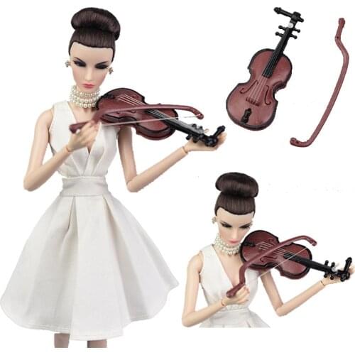 Doll 1/12 Scale Instruments Dollhouse Miniature Musical Guitar For Barbies Doll Accessories Christmas Childrens Day Girl`s Toy