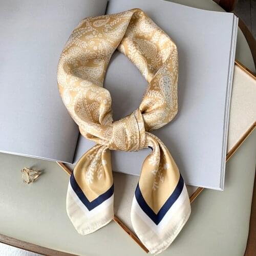 Summer Silk Square Scarf Lady Hair Hijab Print Female Shawl Bag Scarves Head Wraps for Women Bandana Large Foulard Accessories