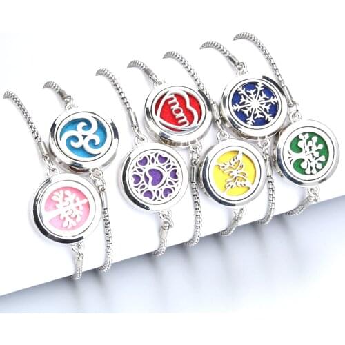 Hot Sale Perfume Bracelet Crystal Magnetic Aromatherapy Bracelets Adjustable Essential Oil Diffusing Locket Bracelet for Women
