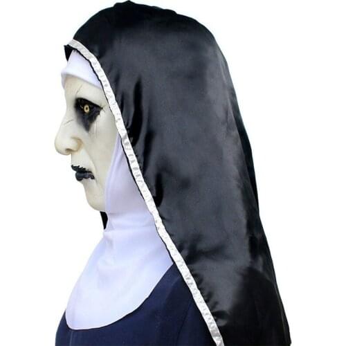 Hot The Nun Horror Mask Halloween Party The Conjuring Valak Scary Latex Masks with Headscarf