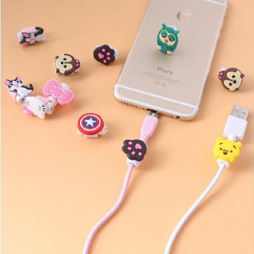 Cute Cartoon Cable Protector For iPhone4 4s 5 5s 6 6plus 6s 7 8 USB Charging Data Line Cord Protector Case Cable Winder Cover