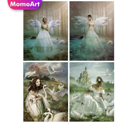 MomoArt 5D DIY Diamond Painting Animal Cross Stitch Diamond Mosaic Full Square Drill Swan Home Decor Woman Bead Embroidery