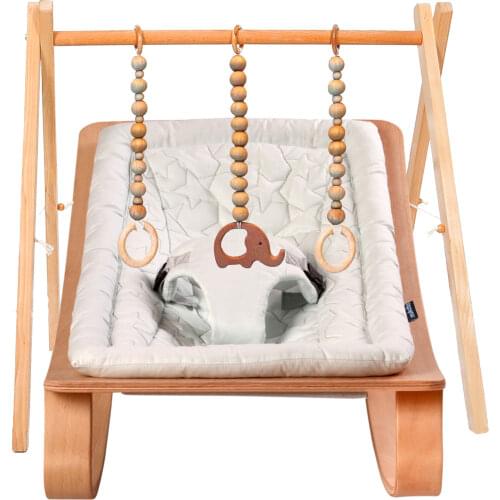 Mukabo Star Natural Wooden Baby Rocker Wood Main Lap and Play Gym New born Baby