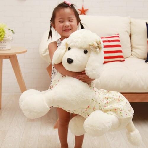 Stuffed animal white beige dog poodle plush toy large 80cm dog doll soft throw pillow birthday gift b0985