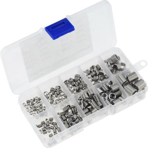 240 Pcs/Box M3 M4 M5 M6 M8 Stainless Steel Threaded Insert Wire Screw Sleeve Thread Coiled Wire Helical Screw Repair Tool Kit