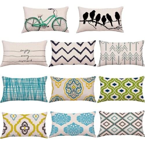 1Pc Removable Breathable Rectangle Bike Bird Geometric Pattern Throw Pillow Case Cushion Cover Sofa Bed Car Decor наволочка