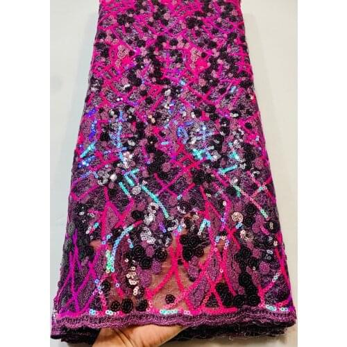 2021 Latest Purple French net Laces With Sequins Fabric High Quality Tulle African Laces Fabric Nigerian Wedding ELL3938