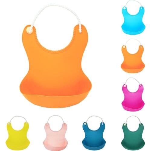 New Baby Bib Cute Solid Color Leak-Proof Saliva Dripping Bib Soft Edible Silicone Drinking Eating Feeding Apron