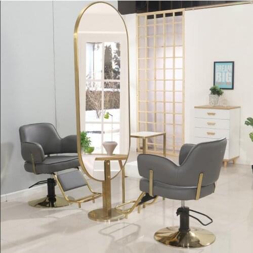 New style barbers table hairdressing shop mirror hairdresser hair salon special stainless steel rose gold trimming mirror