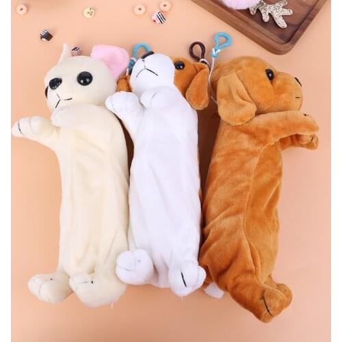 1pc Cartoon Plush Pencil Case Kawaii Plush Dog Puppy School office supplies Pencil Bags For Kids Stationery Pencil Box