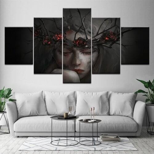Nordic Style Poster Girl Rose Canvas Print Minimalist Wall Art Painting Decorative Picture Living Room Home Decor Artwork