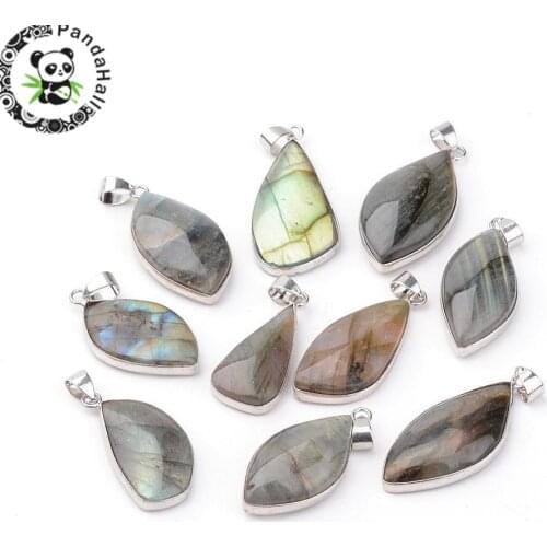 10pcs Natural Labradorite Stone Pendants DIY Jewelry Accessories Making Necklaces Crafts Moonstone Sunstone Charms Irregular