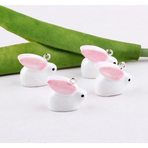 10pcs/pack Cute Rabbit Animals Resin Charms Pendant Earring DIY Fashion Jewelry Accessories 17*20mm