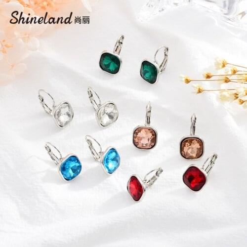 Shineland 5 Colors Crystal Drop Earrings Fashion Trendy Square Resin Brincos For Women Wedding Jewelry Accessories Lady Gift