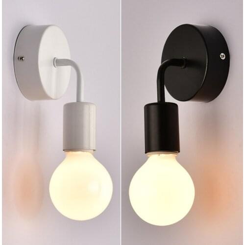 Nordic Wood Wall Lamps Iron Black/white E27 Indoor Lighting Industrial Decor Bedroom Bedside Lights Sconce Wall Light Fixture