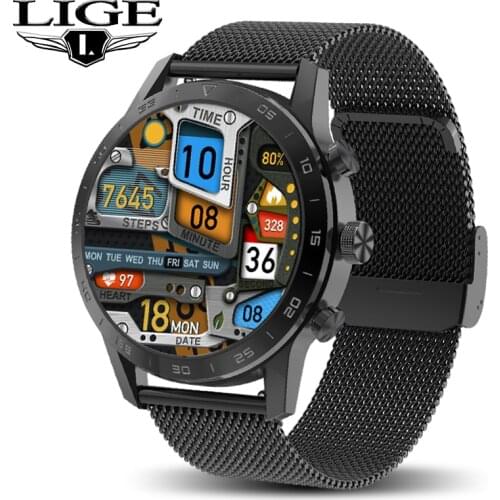 LIGE New ECG Smart Watch Wireless Charging Watches Bluetooth Call Music Player IP68 Waterproof Password Smartwatch Android iOS