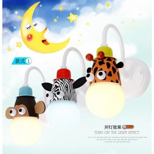 Modern minimalist led childrens room wall lamp childrens room bedside lamp bedroom wall lamp creative animal lighting 110-220V