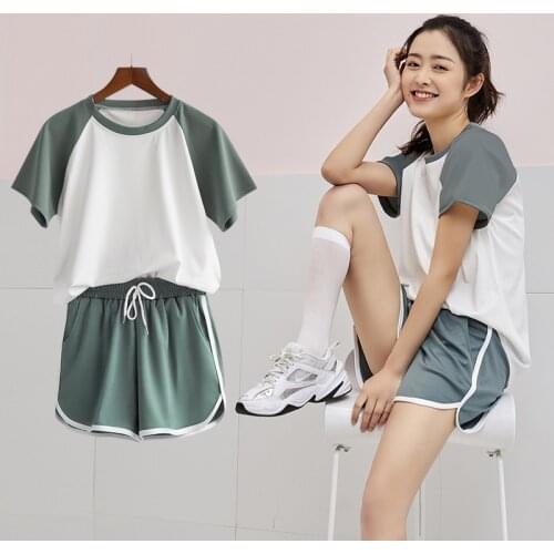 Sports Suit Women Home Set Woman Summer New House Pants Short-Sleeved Fashion Two-Piece Casual Running Loose For Body Clothes