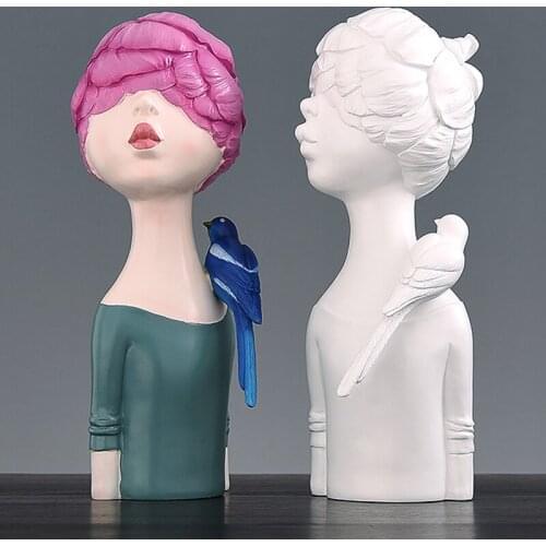 Scandinavian abstract girl Figurines Resin arts and crafts Women Flower Sculpture Fairy Garden miniature figurines Home decor