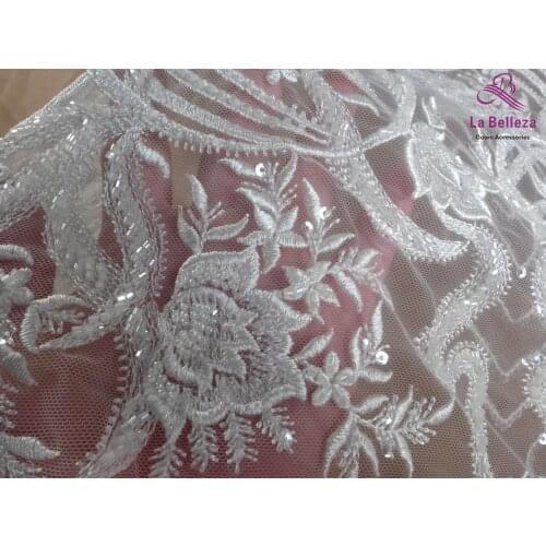 2021 new Ivory wedding lace fabric,off white sequins beaded lace,wedding gown lace,High patterns,sequins lace fabric 1 yard