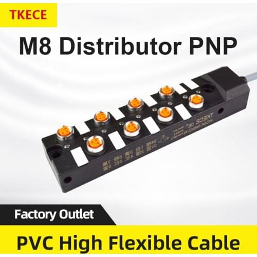 TKECE Leaded 8-bit M8 sensor splitter Central distributor splitter box PNP single channel PVC high flexible cable