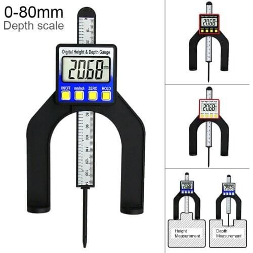 0-80mm Digital Depth Gauge Thickness Gauge LCD Height Gauges Calipers with Magnetic Feet for Woodworking Measuring Tool