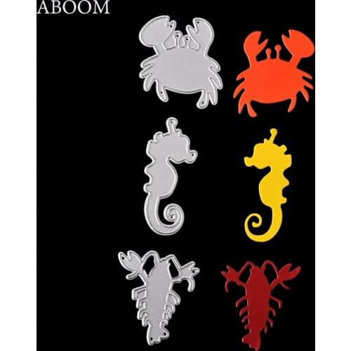 ABOOM 3PCS/Lot Crab Shrimp Seahorse Stencils Metal Cutting Dies For DIY Scrapbooking Photo Album Embossing Folder Die Cuts