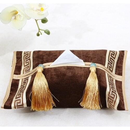 High End Velvet Lace Pumping Napkin Case Bag for Tissue Box Cover Tassel Luxury Dining Table Paper Holders