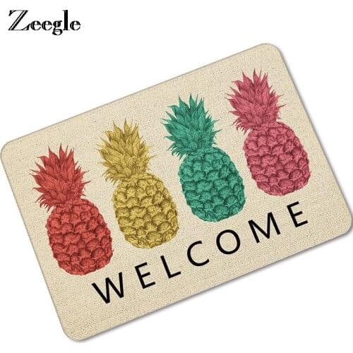 Zeegle Welcome Door Mat Fruits Printing Floor Mat Water Absorbent Non-slip Bath Room Kitchen Carpet Outdoor Rug