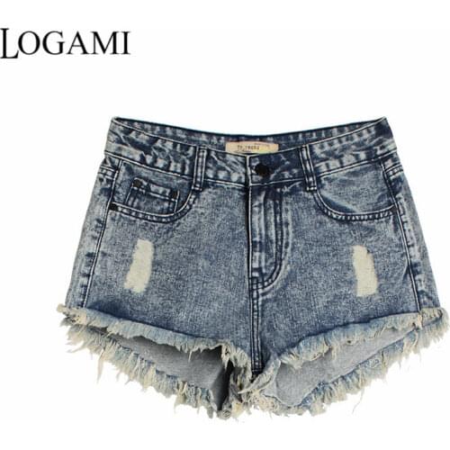 LOGAMI Womens Shorts Summer Sexy Beach Denim Shorts Woman Ripped Mini Short Jeans 2020