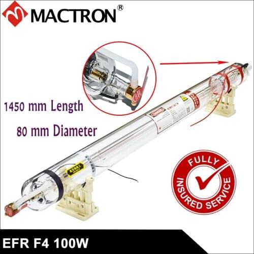 1 pcs Of EFR 100W Long Lifetime Water Cooled Head Co2 Laser Tube Warranty 8 Months