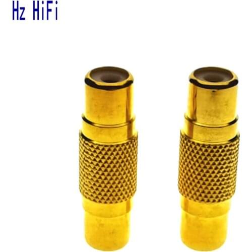2PCS Gilded RCA Female to Female Jack Socket Straight Adapter Gold Plated Speaker Cable Extender