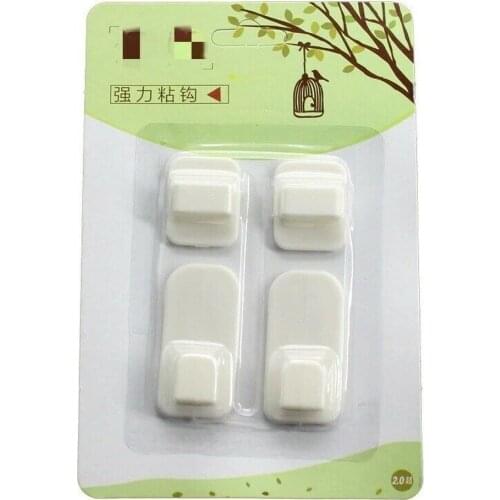 4Pcs/Set Plastic Hooks Sticky Hook Set Air Conditioner TV Remote Control Key Pra