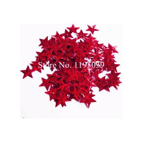 50g/lot 15mm Star Sequins Cup Loose Paillettes Wedding Crafts Kids DIY Accessories With 1 Middle Hole Laser Red