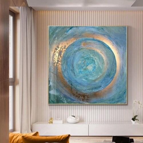 Abstract Blue Gold Painting Canvas Painting on Canvas Scandinavian Posters and Prints Cuadros Wall Art Pictures for Living Room