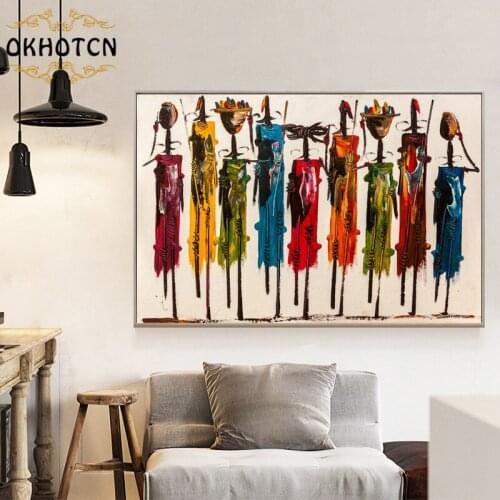 Abstract African Woman Oil Painting On Canvas Posters And Prints Wall Art Portrait Pictures For Living Room Vintage Home Decor