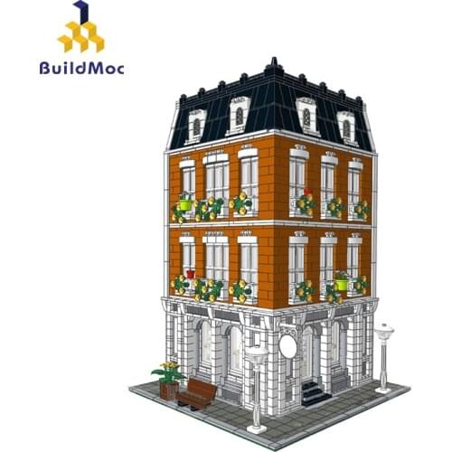 Buildmoc City Building Street View Beloved Belle Hotle Shop Model City House Building Blocks Bricks Toys Children Christmas Gift