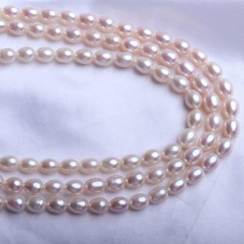 Natural Freshwater Pearl AAA Grade Rice Shape Loose Beads 7-10mm Neckalce For DIY Jewelry Making Necklace Bracelet Accessories