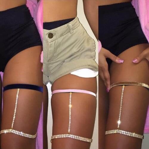 Leg Chain Body Jewelry Women Sexy Crystal Velvet Chain Bikini Beach Body Chain Vintage Charm Jewelry Y016