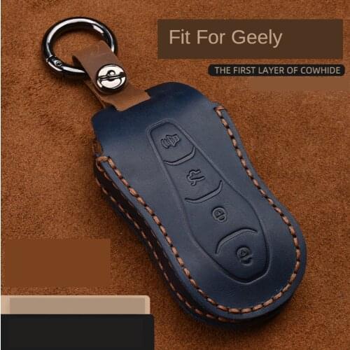 Crazy Horse Leather Car remote key case for Geely Atlas Boyue NL3 Emgrand X7 EmgrarandX7 SUV GT GC9 GE11 Accessories keychain