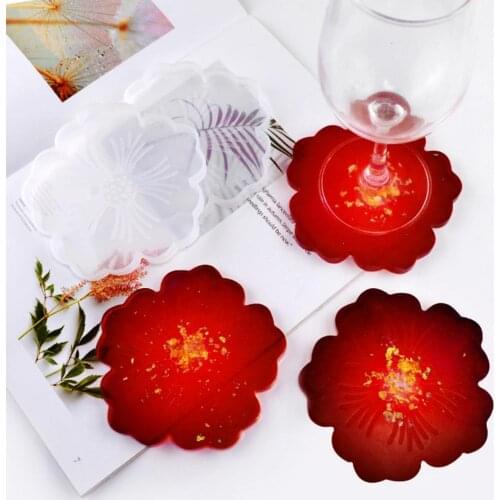Flower Design DIY Silicone Mold Epoxy Mould Cup Mat Cushion Home Table Decor Making Tools Kid Adult Toy Gift