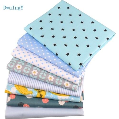 Blue Series Printing Twill Cotton Fabric For Sewing,Patchwork,DIY,Quilting Cloth Fat Quarters Baby Doll Material Half Meter