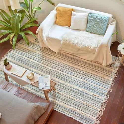 Nordic style 100% cotton geometric rug , Moroccan handmade decoration coffee table carpet,dining room floor mat